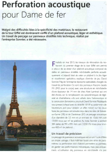 Article “L’Agenceur” (octobre 2015) traitant de la rénovation du plafond de la Tour Eiffel